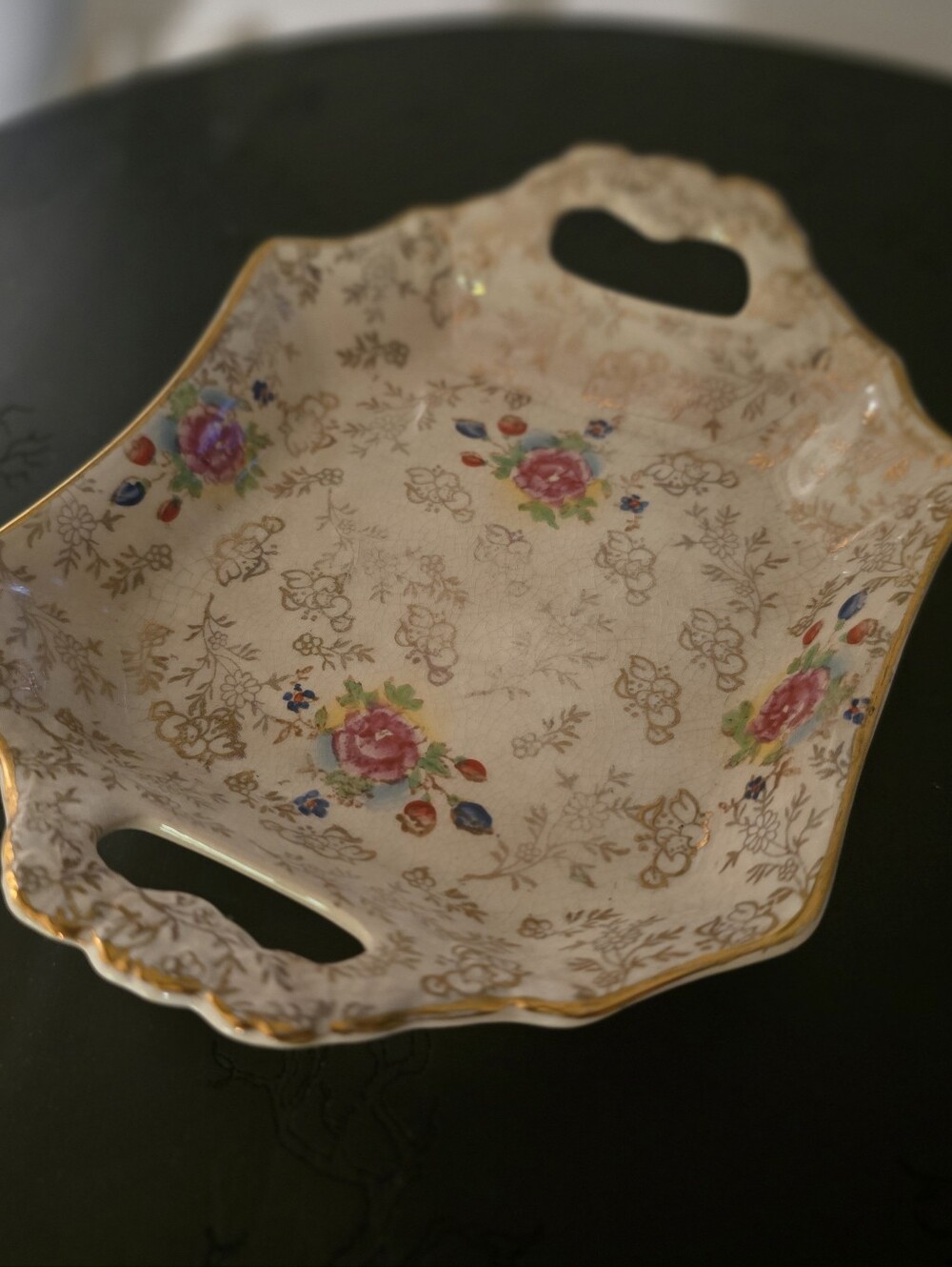 Vintage James Kent Ltd. "Embassy" Chintz Candy Dish | Gold Trim Porcelain